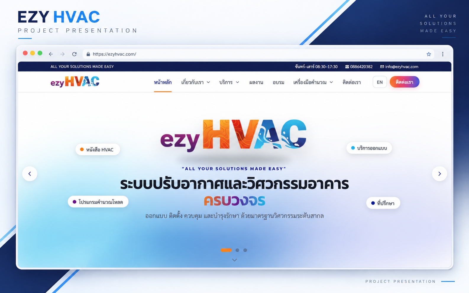 ภาพนำเสนอผลงาน: Web Application สำหรับงานวิศวกรรมและระบบคำนวณเฉพาะทาง